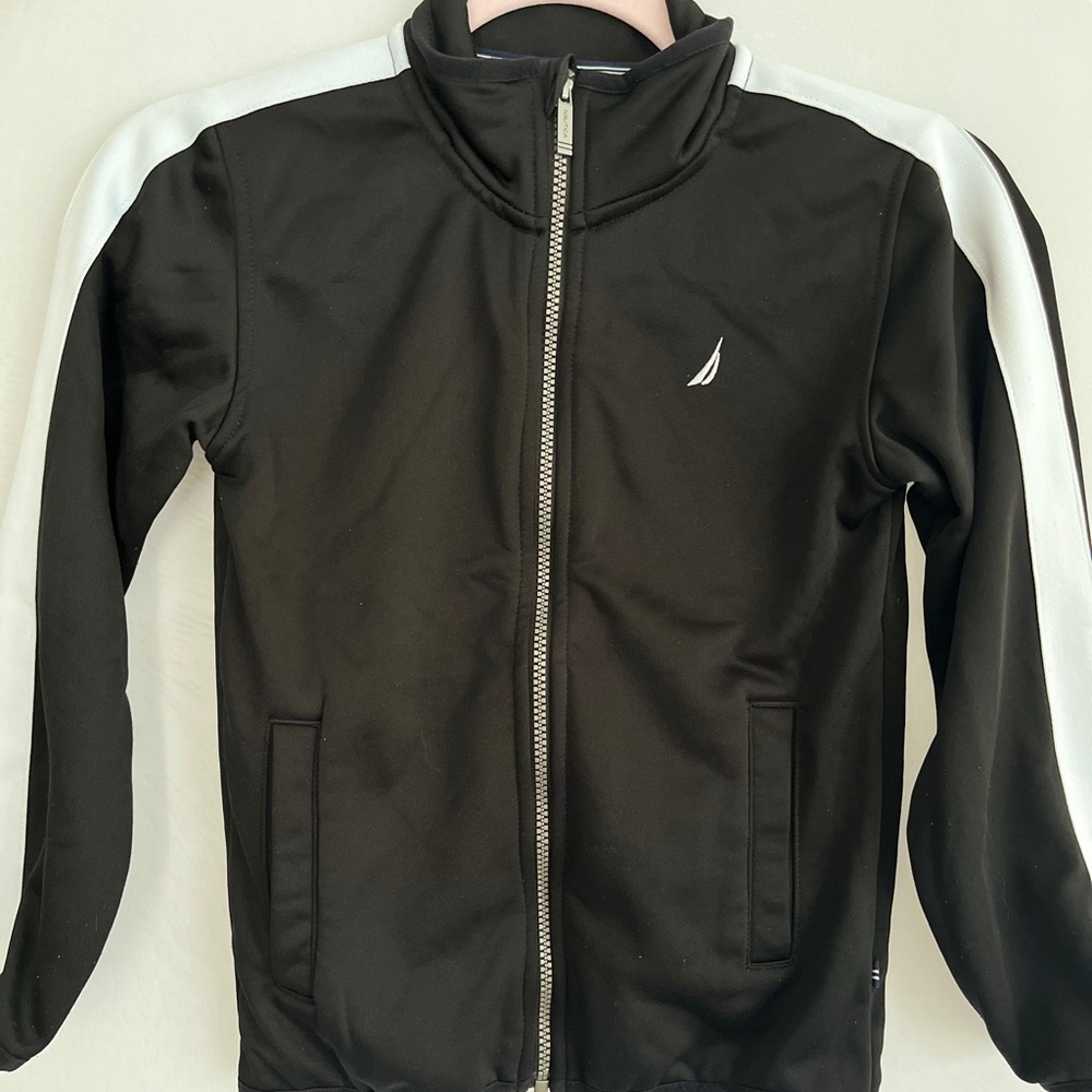 Nautica Boys Warm Up Jacket in Black and White